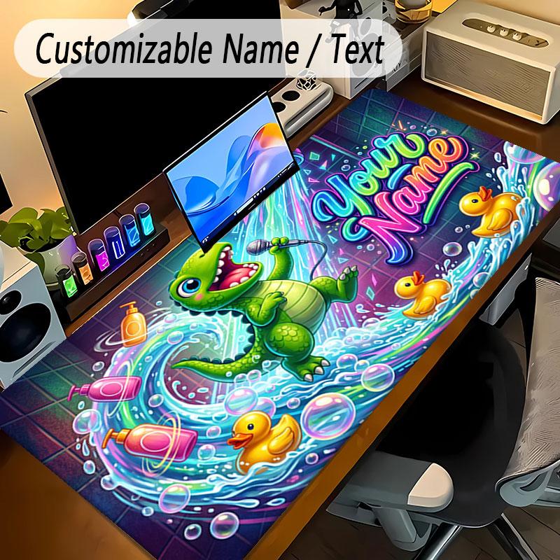 Dinosaur Theme Personalized Mouse Pad Custom Name Text Non Slip Desk Pad For Laptop Office Desktop
