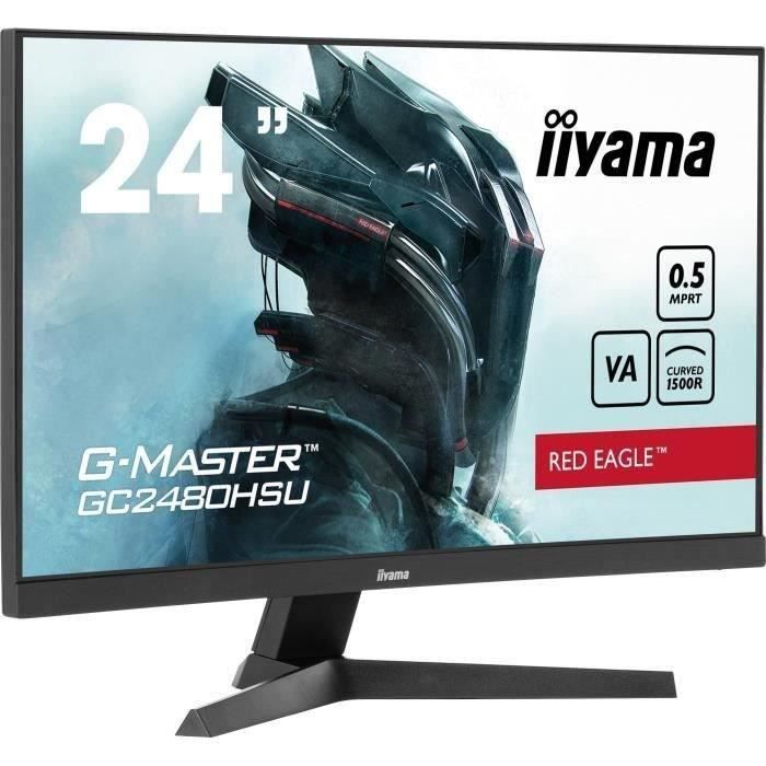 Curved Gaming PC Monitor - IIYAMA - G-MASTER RED EAGLE GCB2480HSU-B1 - 24" - VA Curved - FHD - 0.5 Ms - 180Hz