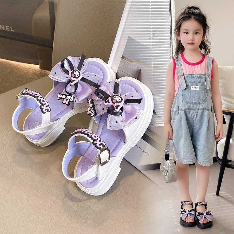 Girls Soft Sole Sandals With Bow Detail Rubber Princess Style Toddler To Teen