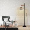Bymaocar 110V Retro Smart Floor Lamp Durable Tall Standing Lamp Adjustable Height with Rattan Lampshade & Extended Power Cord