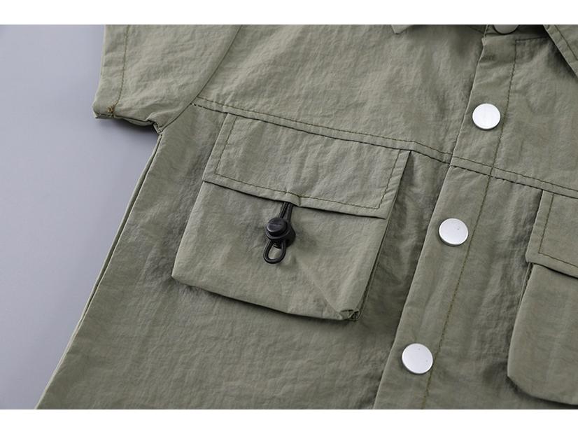 Летний костюм-тройка для мальчиков 2025 г.: Красивая рубашка с короткими рукавами и детская рабочая одежда