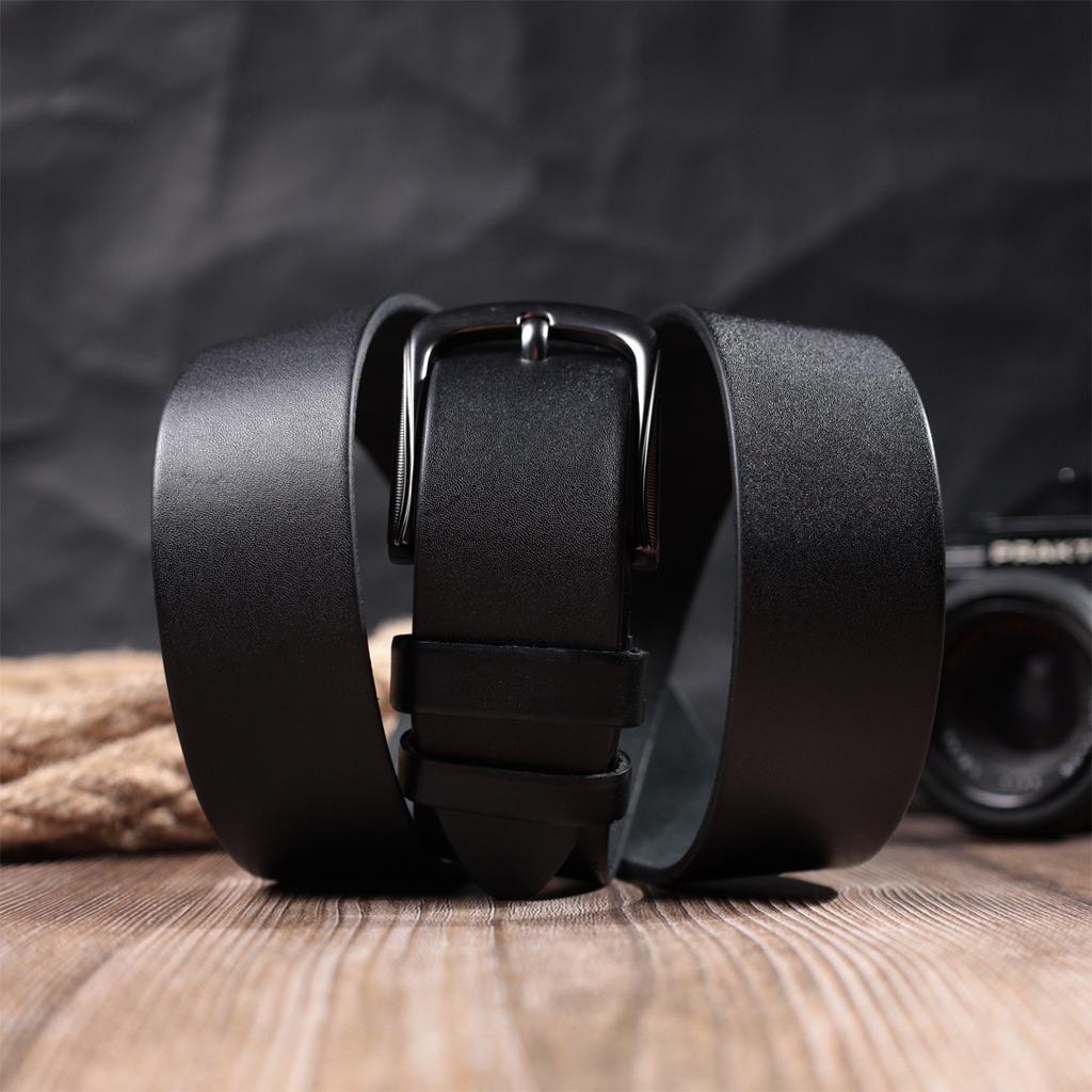 Stylish Men's Belt Vintage Belt 20804 Made of Genuine Leather 115x3.8 Cm Black