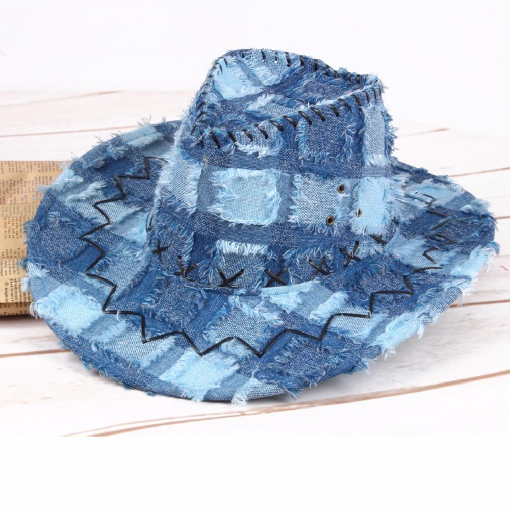 Adjustable Wide Brim Sun Hat Y2k Plaid Knight Hat Vintage Western Cowboy Hat for Male Female