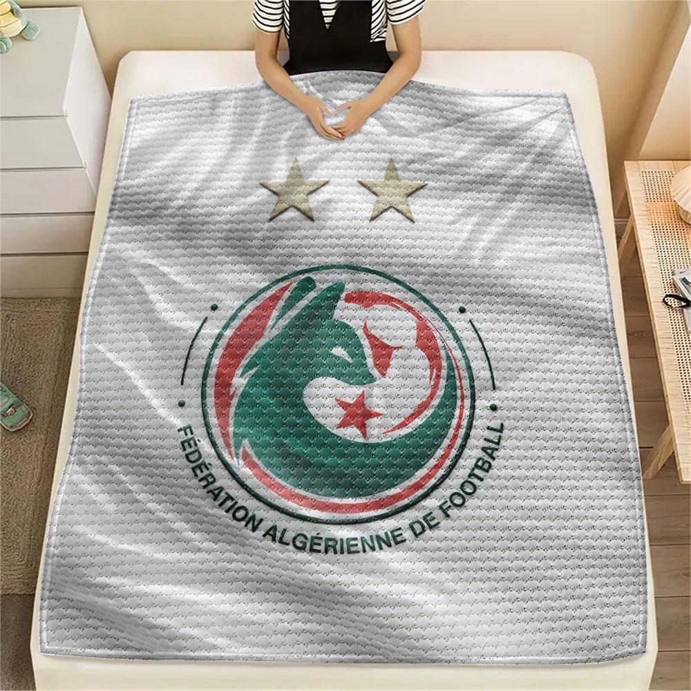 Algeria football Printed Flannel Blanket, soft throw for bedroom sofa, washable,soccer fan merchandise, great gift.