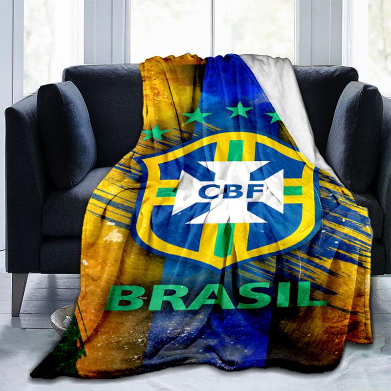 Brazilian Football Federation Printed Throws Blanket Soft Flannel Blankets for Couch Bed Gifts for Men Women Picnic blanket Christmas gifts