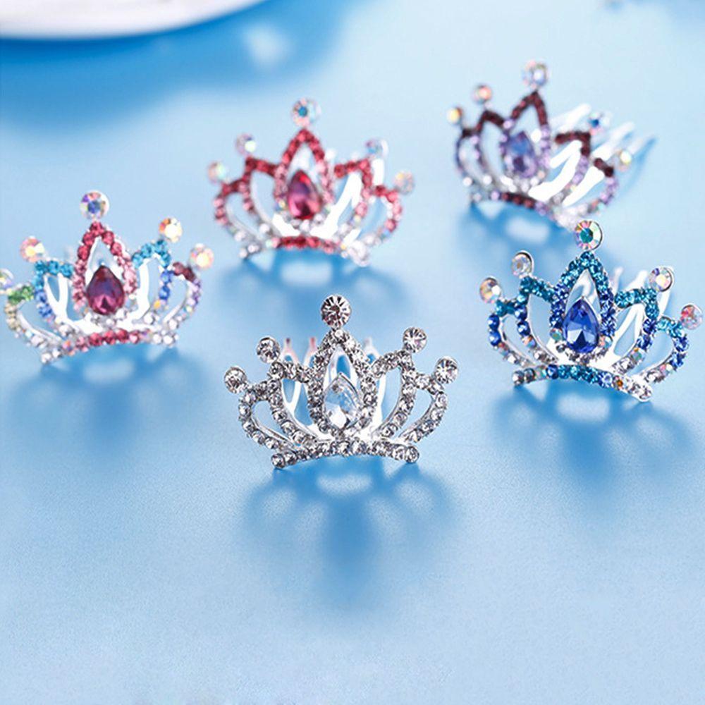 Kids Gift Hairpin Princess Hairclip Hair Jewelry Crystal Rhinestone Flower Tiara Crown Hair Comb