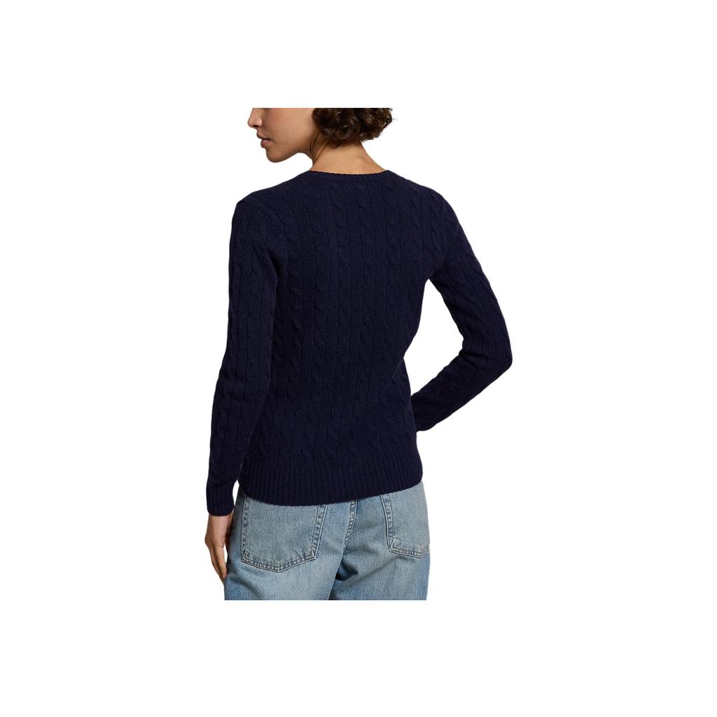 Polo Ralph Lauren однотонный повседневный свитер с V-образным вырезом, вязаный женский свитер темно-синий 211910422-003