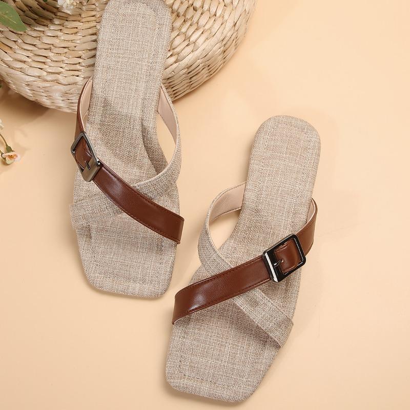 Ladies Shoes 2024 Outdoor Women's Slippers Summer Casual Slippers Women Mixed Colors Buckle Open Toe Plus Size Women's Sandals