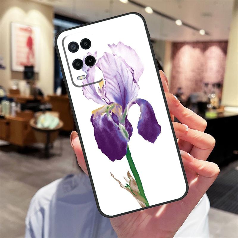 Фиолетовый ирис Цветок Акварельный Чехол Для Oppo A94 A54 A40 A60 A80 A98 A78 A18 A38 A58 A16 A76 A96 A17 A77 A74 A57S A15 Обложка