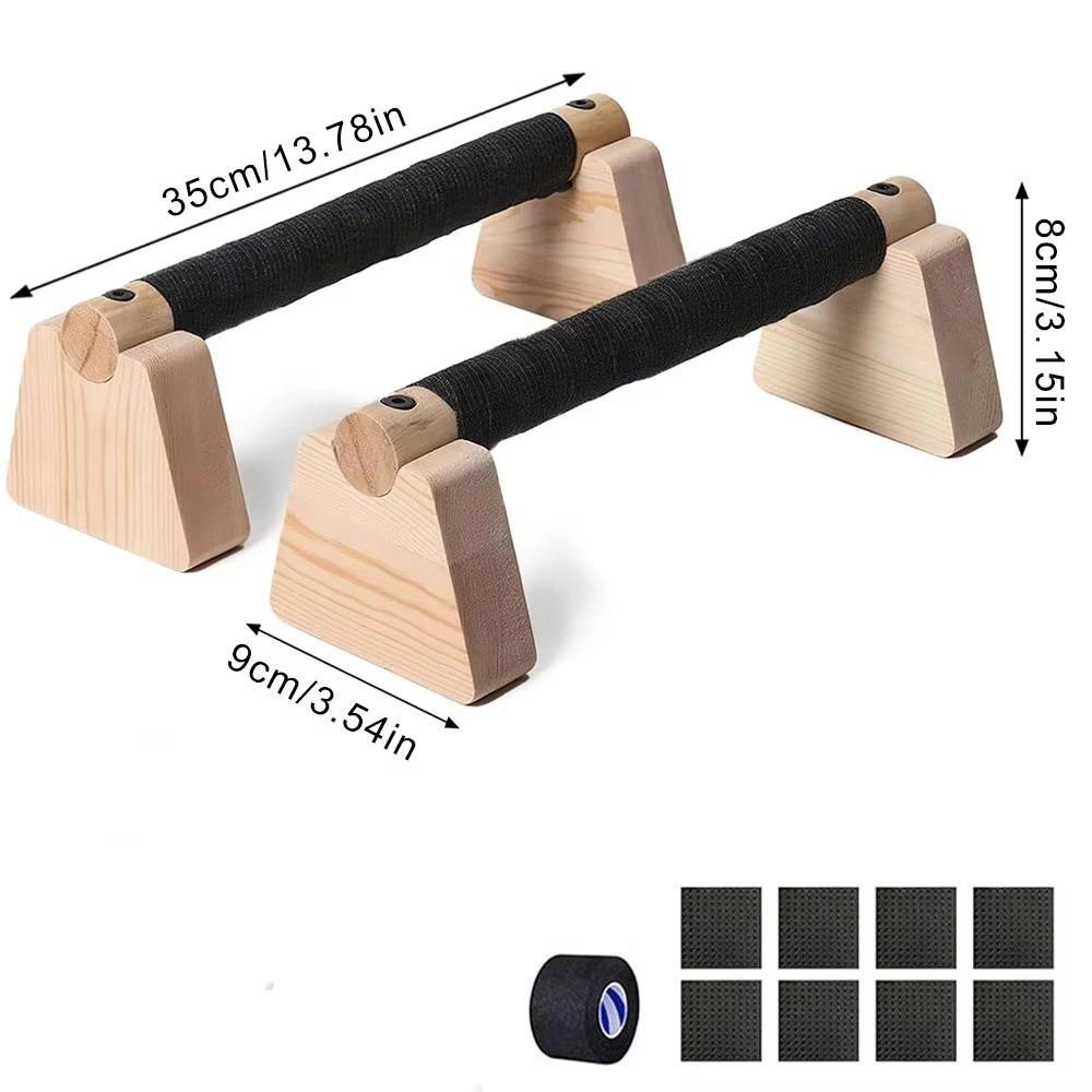 1 Pair Non-slip Parallettes Bars Solid Wood Bracket Push-up Stand Wooden Push Up Bar  Gymnastics