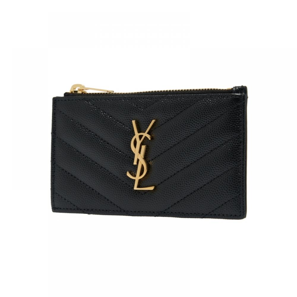 Saint Laurent Card Wallet Cassandra Monogram Matelass Gold Zipper 607915 Bow01