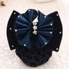 1Pcs Satin Bow Net Bun Hair Cover Bowknot Elastic Hairnet Nurse Stewardess Bun Snood  for Women