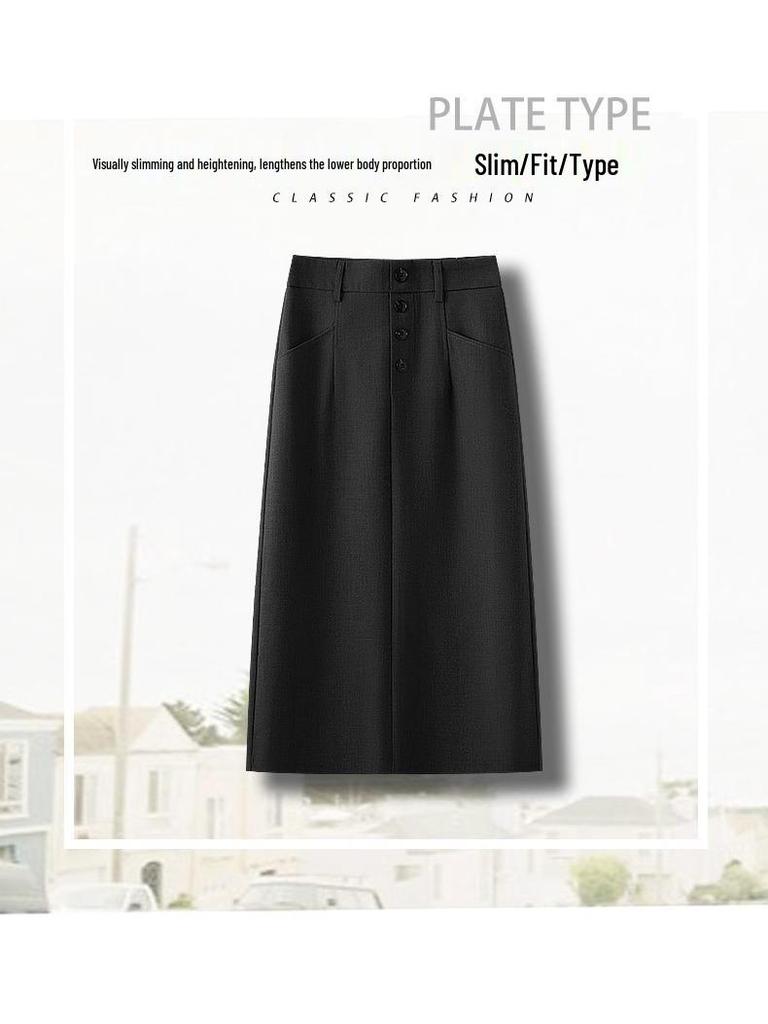 Women's High-Waist Slimming Mid-Length Skirt for Spring & Autumn 2025