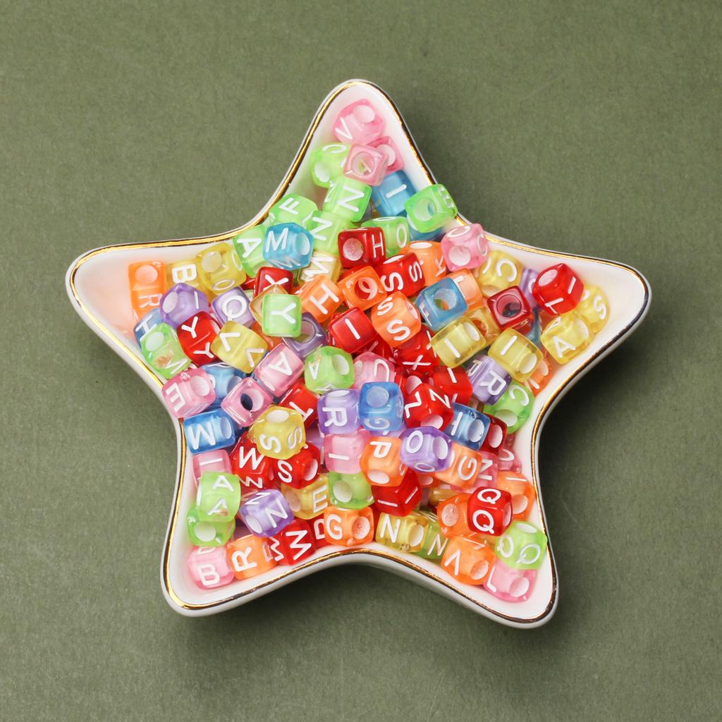 Мода 80 шт 6 мм Акриловый куб Материал Квадратная буква Сосновые бусины Ручной работы Браслет Изготовление ювелирных изделий Аксессуары DIY