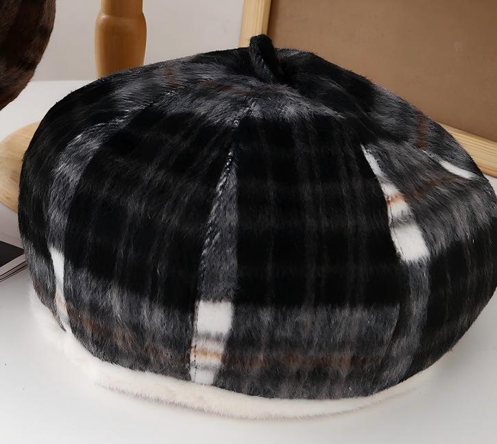 Ретро берет в клетку 2025 - Унисекс шляпа художника для осени/зимы, Теплая и модная