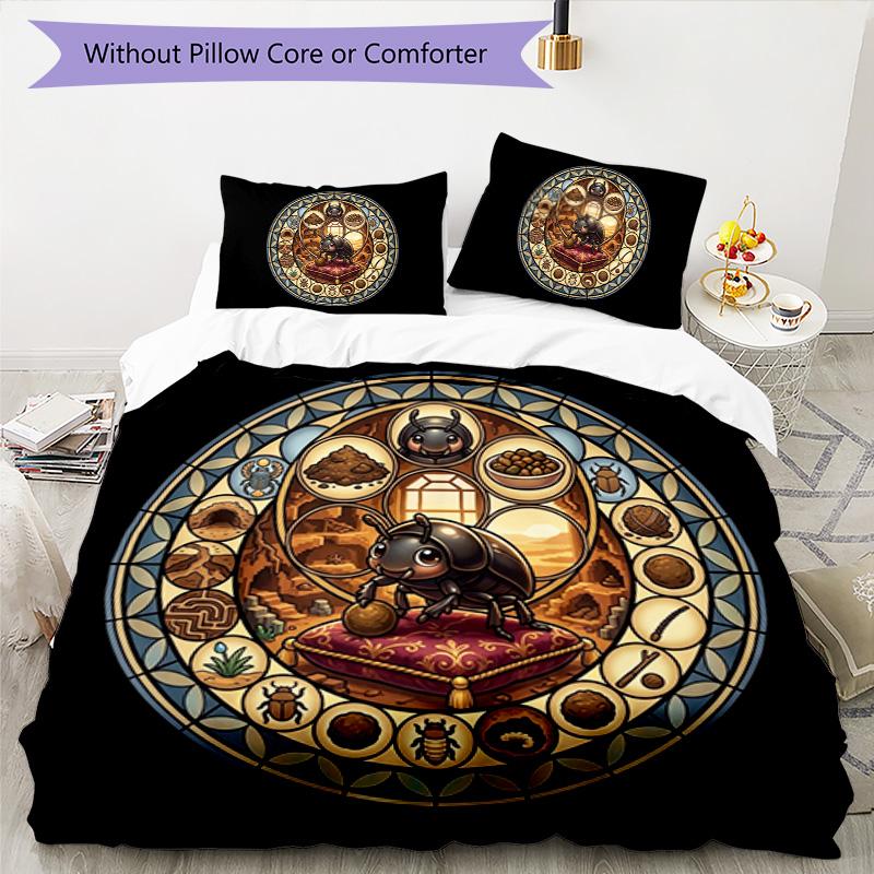 Beetle Life Cycle Pattern Bedding,Quilt Set Quilt Cover Pillowcase Home Birthday Gift (1*duvet cover+2*pillowcase,without core)
