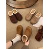 Майярд коричневые бархатные полусапоги Birkenstocks на толстой подошве, осенние и зимние теплые хлопковые тапочки