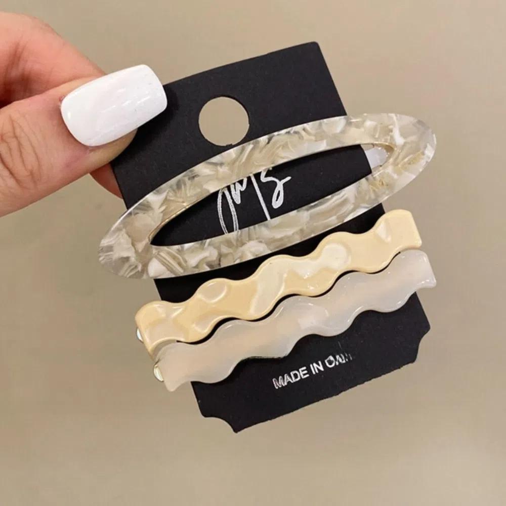 Zinc Zinc Alloy Acetate Hairpin Set Geometry Bangs Clip Retro Cute Hair Clip  Girls