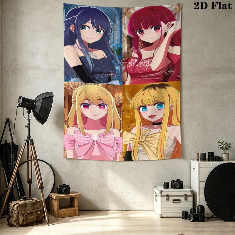 Oshi No Ko Wall Tapestry Aesthetic Wall Hanging Printed Fabric Blanket Decorative Tapestries For Bedroom Living Room Home Decor