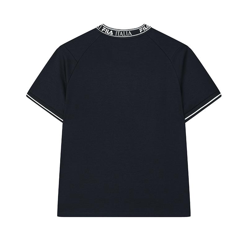 Fila Мода Белая Серия Простой Универсальный Удобный Вязаный Футболка с Коротким Рукавом Обычная Женские Топы Легендарный-Синий F11W523108F-NV