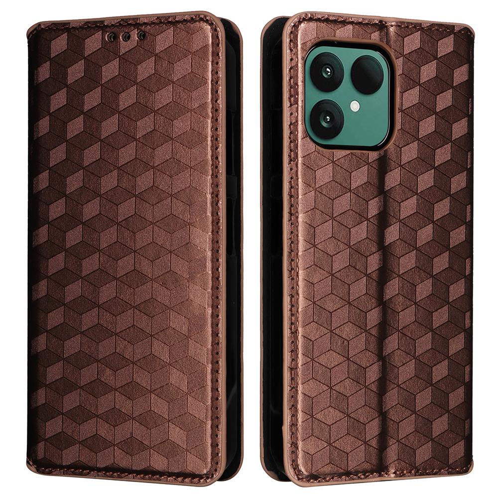 For Fairphone 6 Case Wallet Rhombus Imprinted Leather Phone Cover