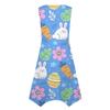 Women's Casual Fashion Round Neck Sleeveless Easter  Print Irregular Hem Midi Dress