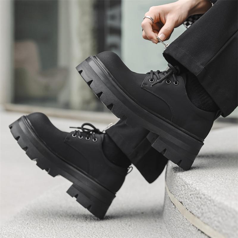 Британский стиль, маленькие кожаные туфли для пары, новые туфли с большой головкой, туфли-маффины на платформе, повседневные туфли дерби 6113-W