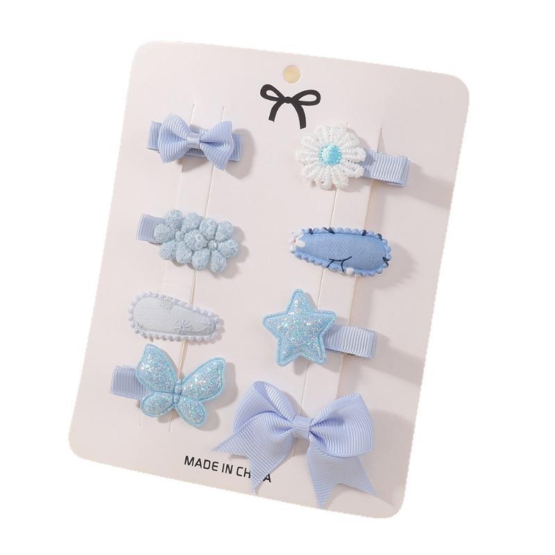 8Pcs/Set New Cute Fresh Minni Bowknot Hair Clips For Woman Girls Sweet Flower Star Hairgripes Barrette Hair Accessories Gifts