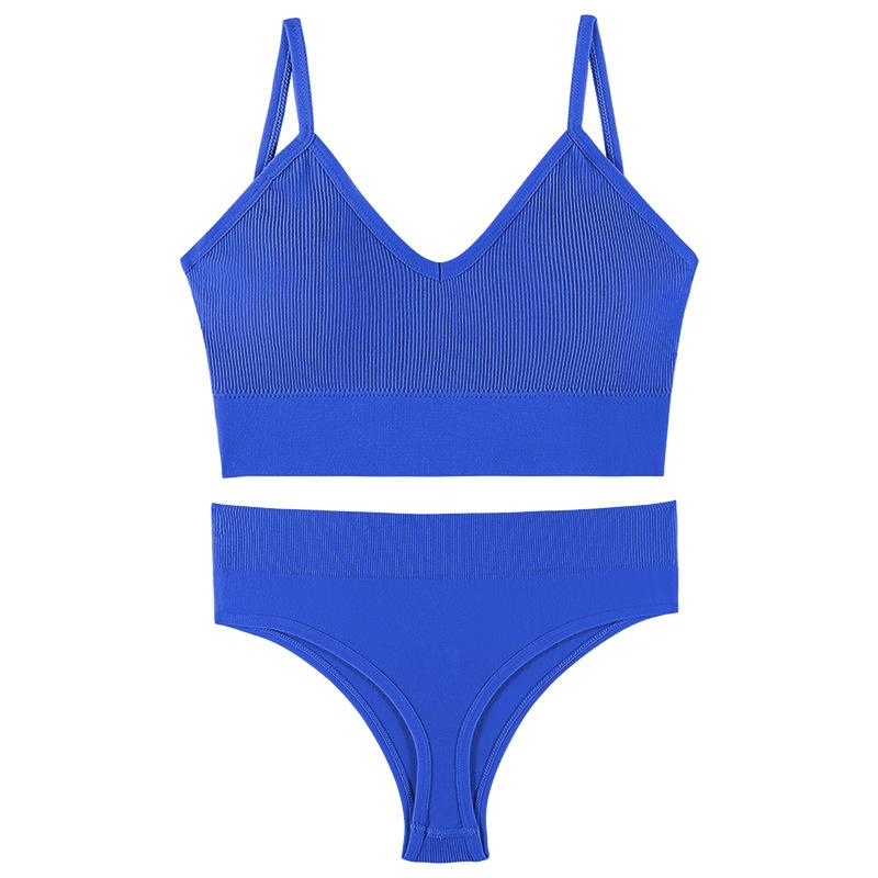 2Pcs Underwear Set Bra Set Women Panties Sexy G-String Seamless Bralette Female Wire Free Bra Sexy Panty Set Lingerie Soft Tank Crop Top Sleeping Bra