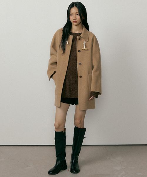 Lingseoul Handmade Half Toggle Coat-Camel