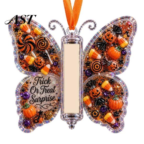 Graduation Money Gift Box Acrylic Butterfly Cash Ornament, Christmas Halloween Holder with Clear Holiday Clip for Storage Compartment, Hanging