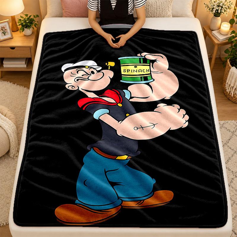 Flannel BlanketPopeye Warm Soft Throw Blanket for Indoor Sofa Bed Living Room Use
