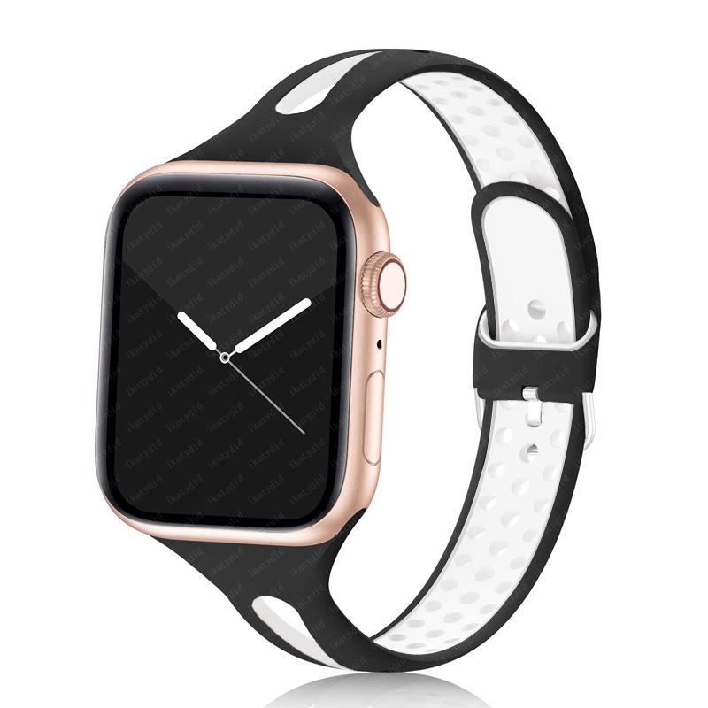 Двухцветный силиконовый спортивный ремешок для Apple Watch Series 8 Сменный браслет