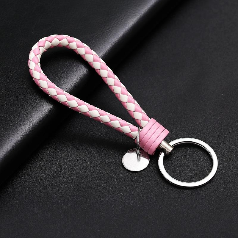 2Pcs Creative PU Leather Braided Rope Keychain Car Key Ring For Women Men Fashion Key Holder Accessories