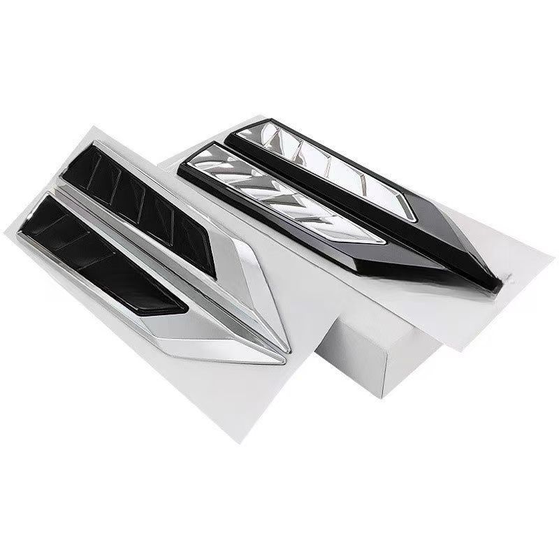 1 Pair ABS Shark Gills Blade Logo Car Badge Sticker Side Fender Rear Trunk Emblem Decal for SUV Car Truck Sports Car Racing Car