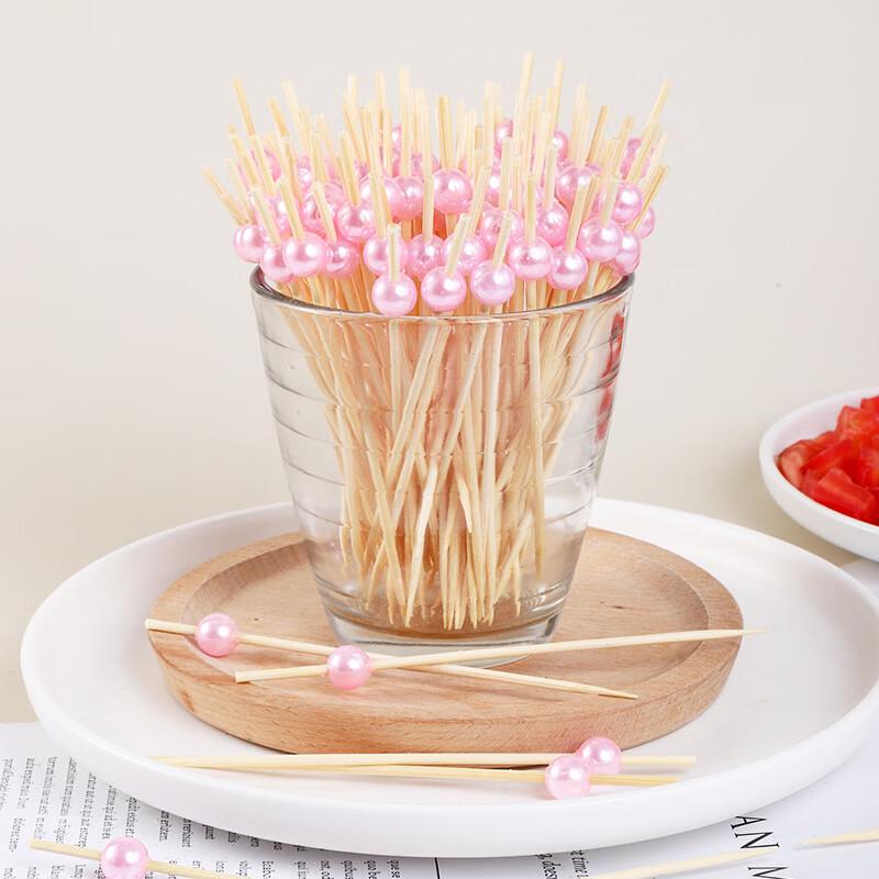 Disposable Pink Pearl Bamboo Fruit Skewers