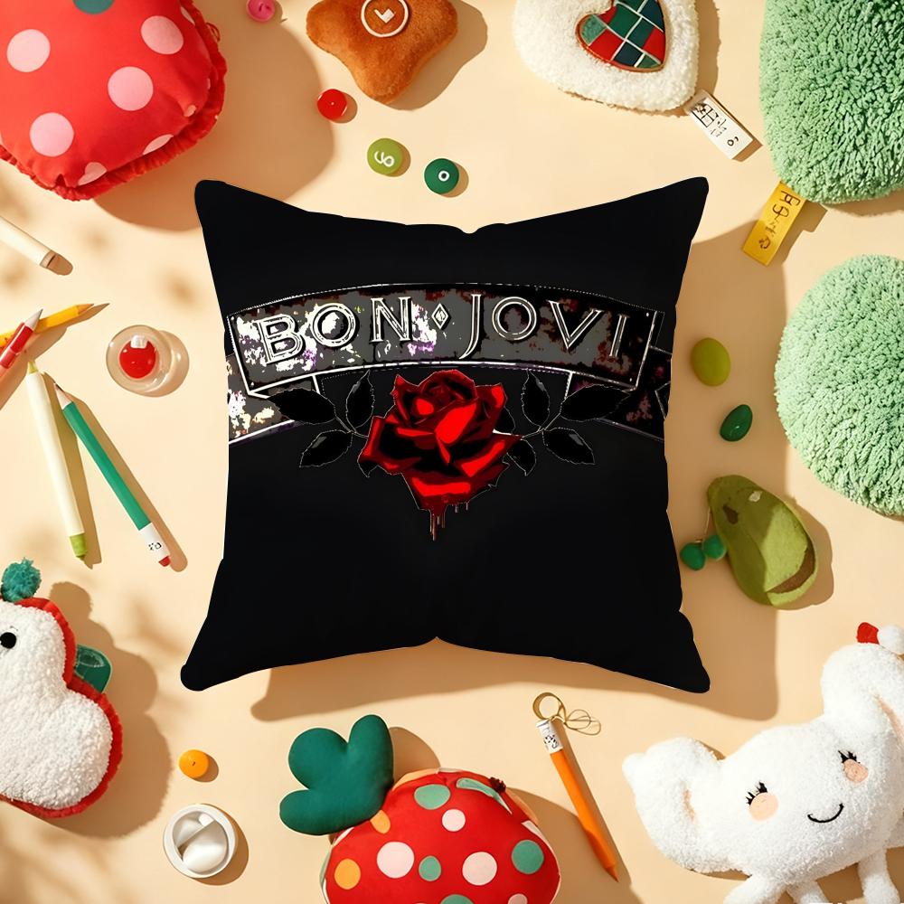 BBon JJovi Rock Cushion Cover Plush Fabric Soft DoubleSided Printed Sofa Warm Winter Home Gift Pillow Cover