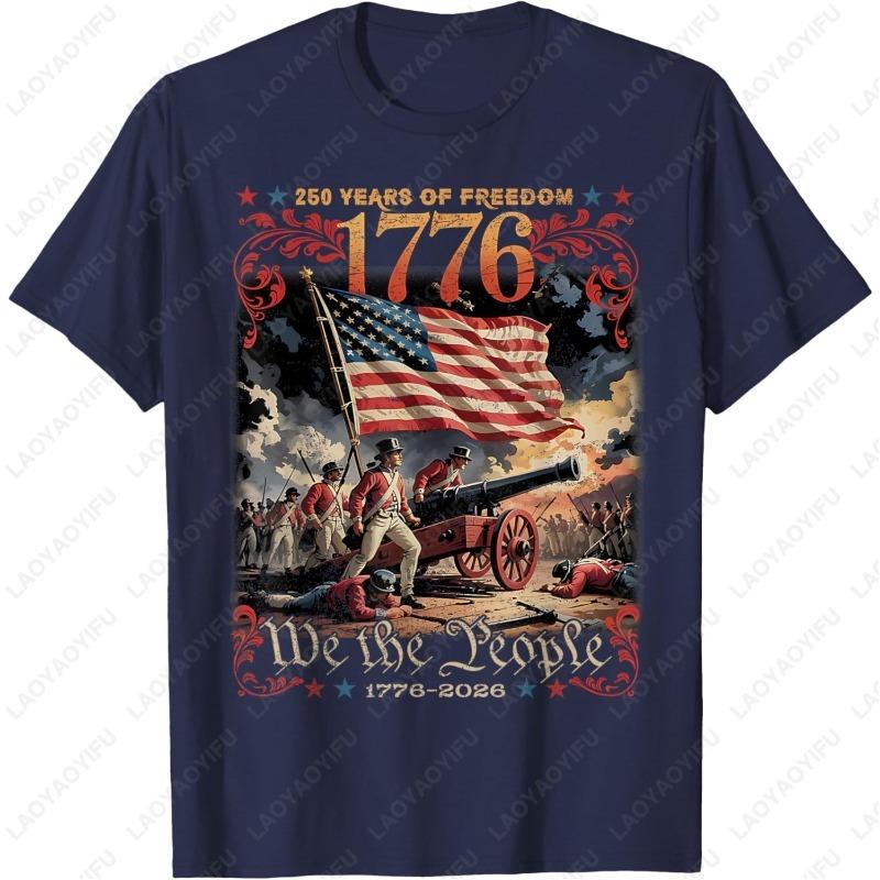250 Years of Freedom Retro USA Flag Since 1776 2026 Independence Day TShirt Trend Classics Nostalgia Tees Men Women Cotton Tops