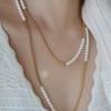 Irregular Long Beaded Pearl Double-layer Necklace Light Luxury Temperament Sweater Chain Niche Simple Necklace