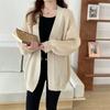 Осенне-зимний простой ленивый свободный повседневный серый женский кардиган с длинным рукавом, модная универсальная женская куртка-свитер средней длины 6913#