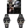 Swiss Waterproof Mens Slim Quartz Watch With Genuine Leather Band And Date Function For Daily Use