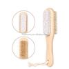2 in 1 Double-sided Foot Care Scrub with Wooden Handle Foot File and Pumice Stone Cleaning Brush Nail Dusting Brush