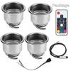 4x Stainless Steel Car Cup Drink Holder 14 LED W/ Remote RGB Lights for Truck RV