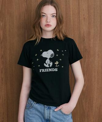 Женская футболка LADY VOLUME Friends Snoopy (черный)