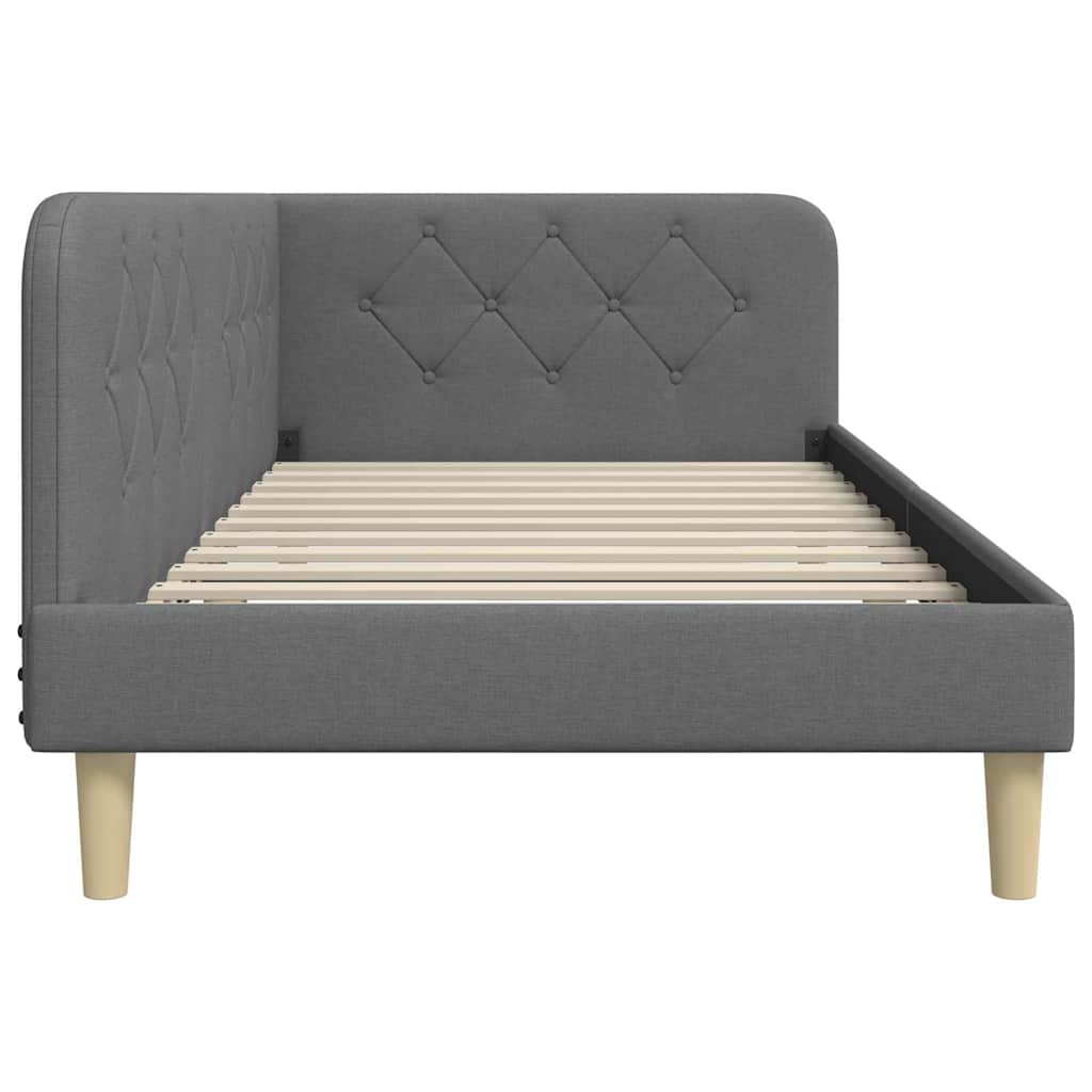 Corner Bed Frame Dark Grey 90 x 190 cm Fabric