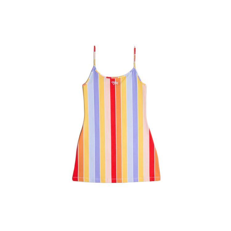 Nike Платье без рукавов в стиле ретро с разноцветным лоскутным принтом в полоску Nsw, женские платья CJ2504-631