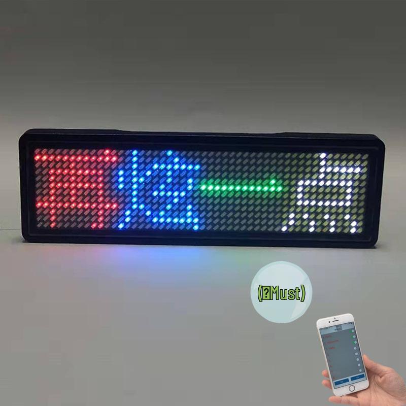 Светодиодный Bluetooth значок с экраном для визитки - Сменяемый текст, Бегущая строка, Мобильный адаптер, Идеально для идентификатора водителя такси.