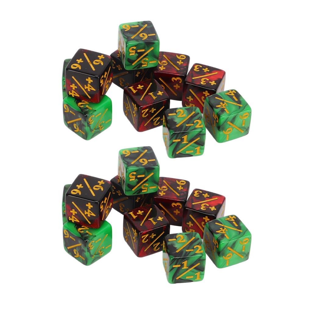 20PCS 16mm 2 Color Dice with Addition and Subtraction Numbers Plastic Six Sided Dice Set for Math Teaching