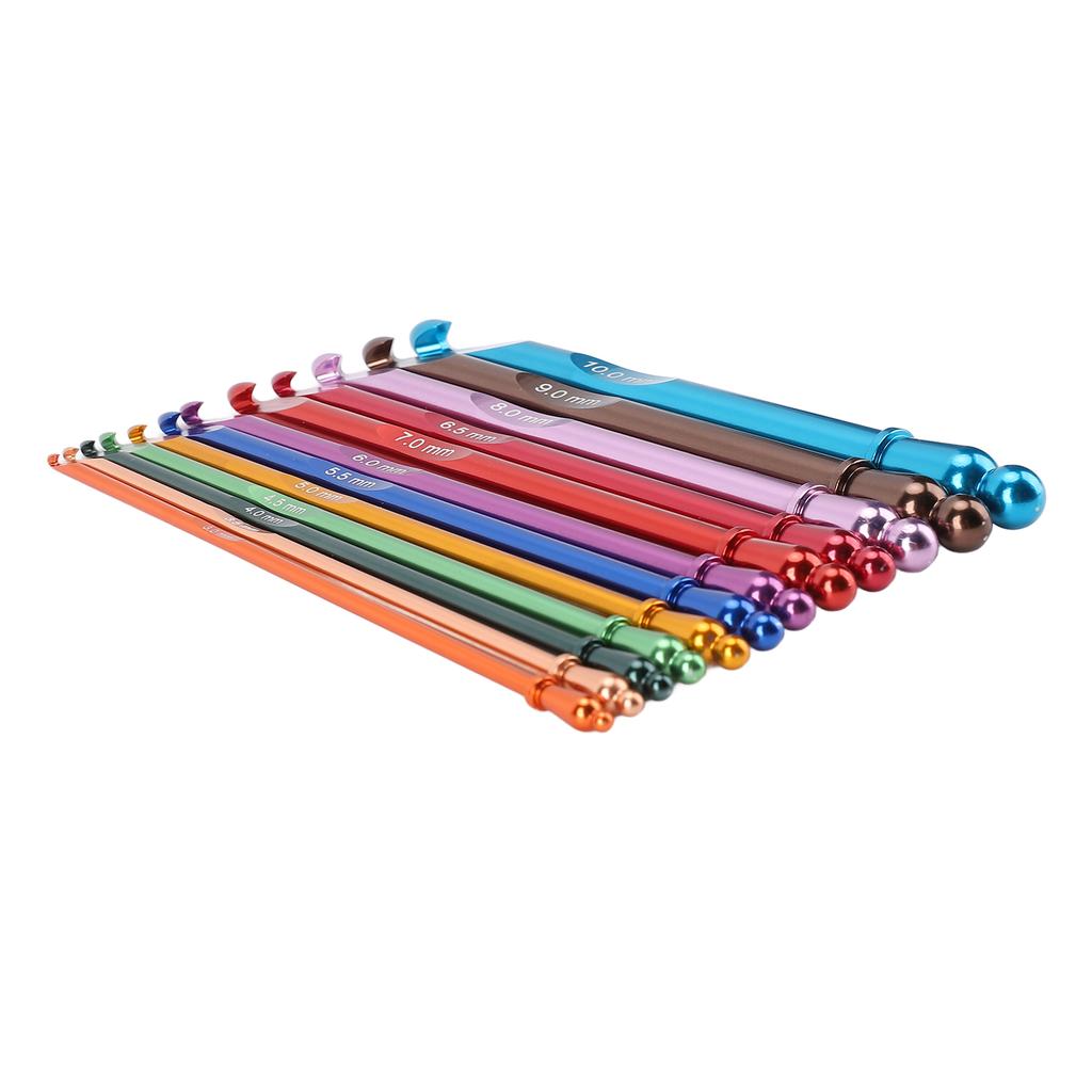 Набор крючков для вязания из 12 шт. Эргономичные алюминиевые металлические крючки с футляром для начинающих 3-10 мм 15 см длиной