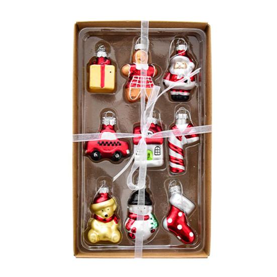 Набор мини-стеклянных рождественских украшений Маленькие винтажные снеговик Санта елка снежинка леденец украшения для подвешивания на рождественскую елку